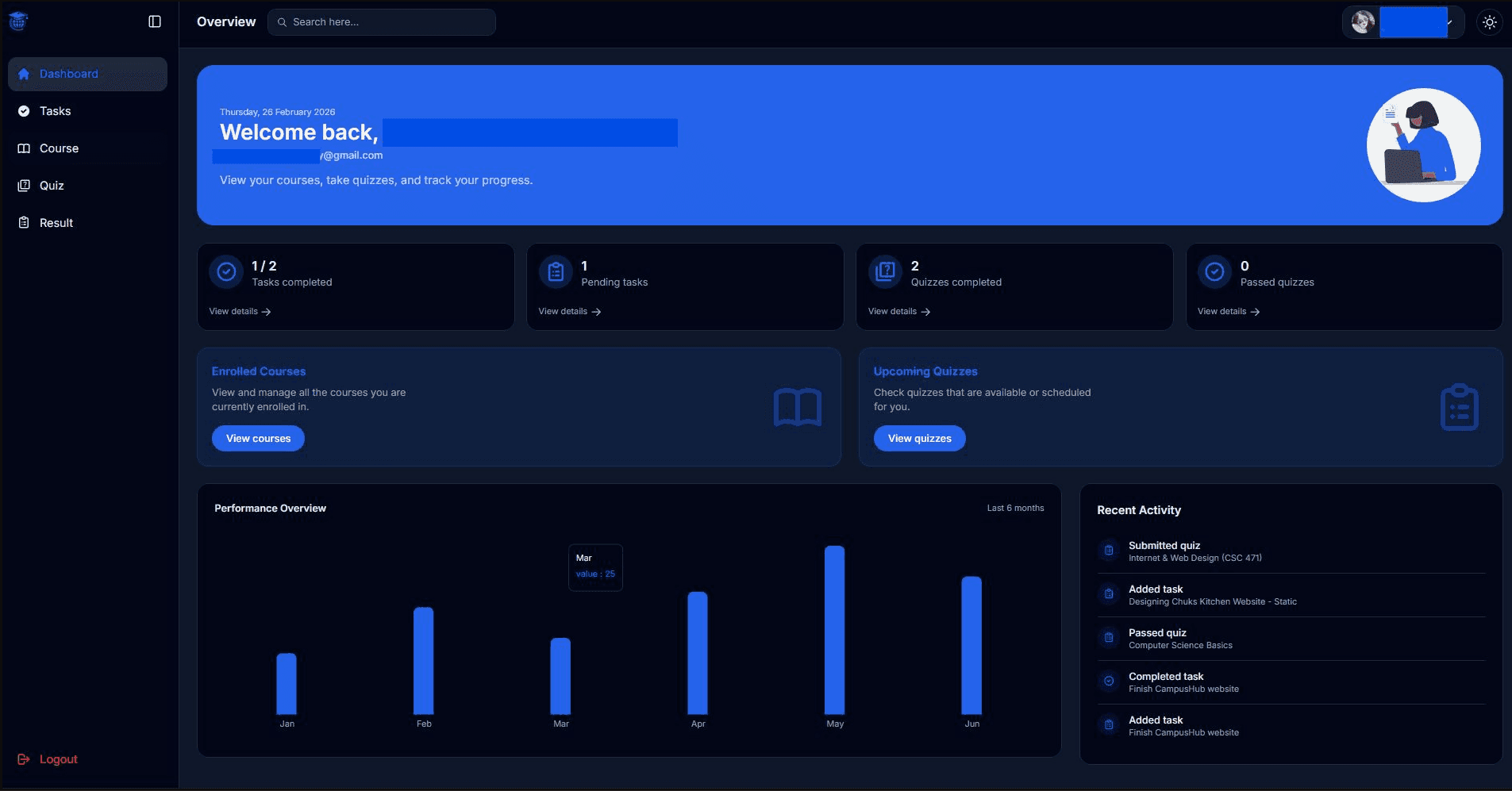 School Management System interface
